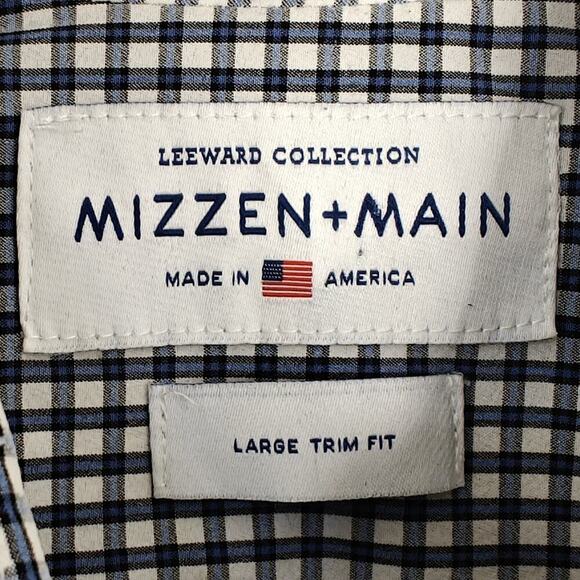 Mizzen+Main Leeward Performance Trim Fit Button Down Shirt Size Large Blue Check - Picture 3 of 7